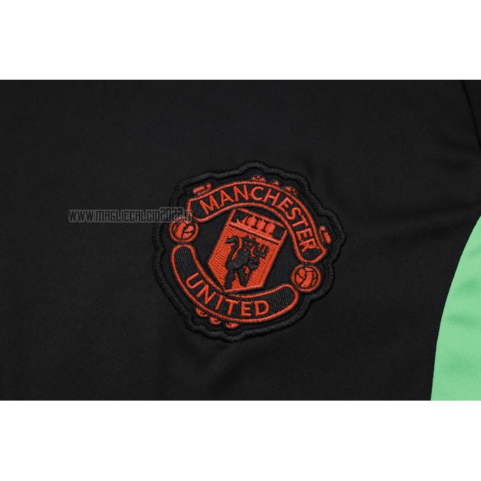 Tuta da Track del Manchester United Manga Corta 2023-2024 Nero - Pantalon Corto